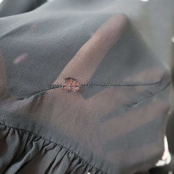 Vintage 70s Albert Nipon Black Floral Sheer Midi Dress, Size Small - Picture 13 of 16